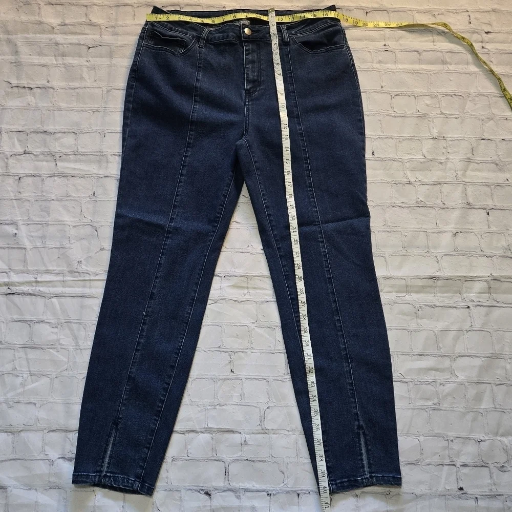 Denim Jeans Princess Seam Front Ankle Slit Western Size:14
